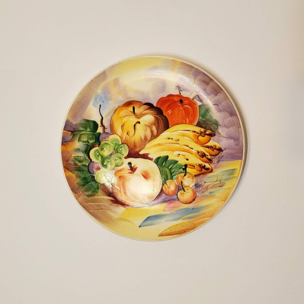 Vintage Hand Painted Plate, Ucagco Japan, signed Nagasaki, Fruit Still Life